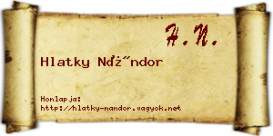 Hlatky Nándor névjegykártya